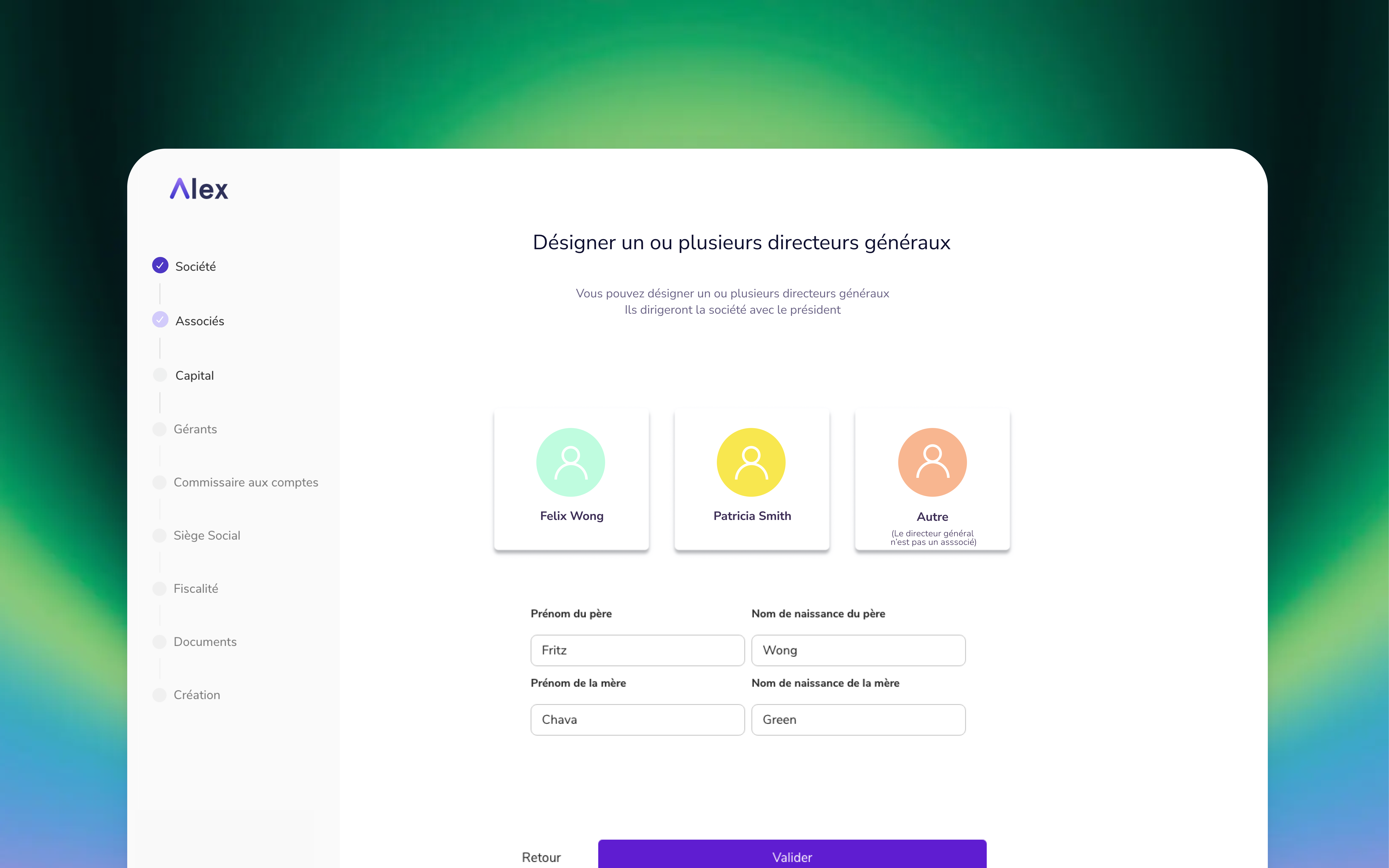 Design UX de l'onboarding simplifié pour la création de société - AlexLegal