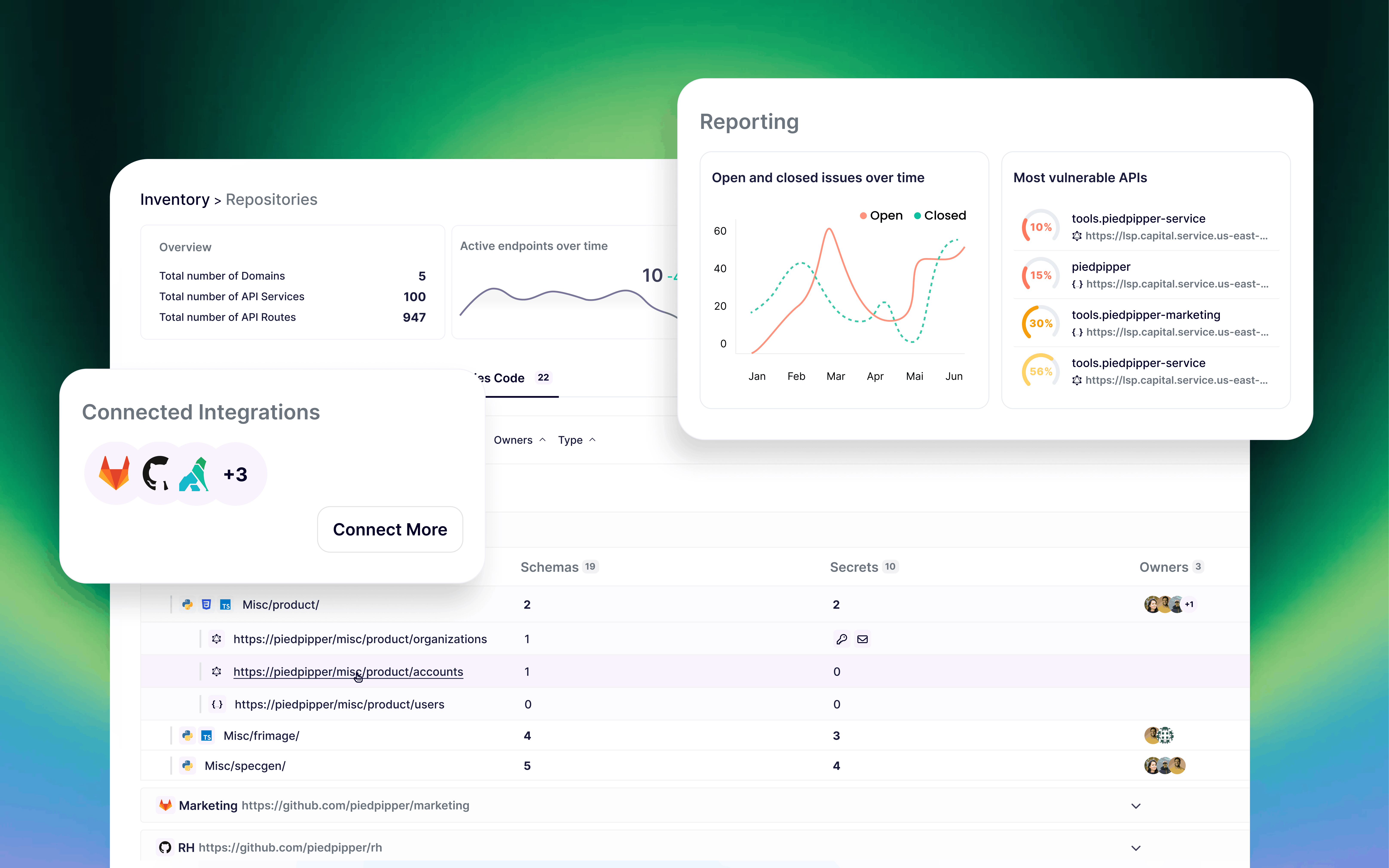Design UI/UX de l'interface inventory du SaaS Escape - gestion des vulnérabilités