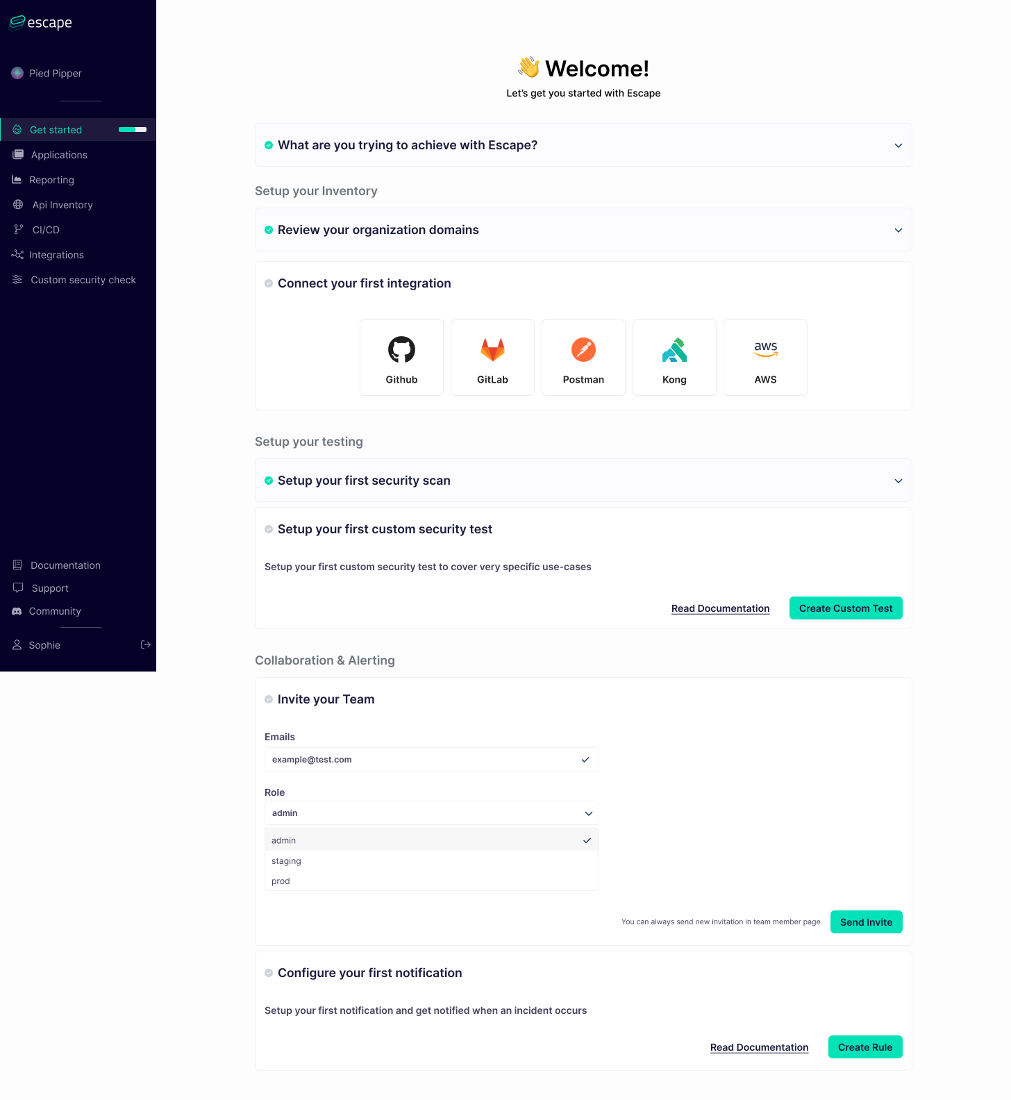 Escape integration into CI/CD workflow